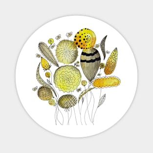 Yellow doodling Magnet